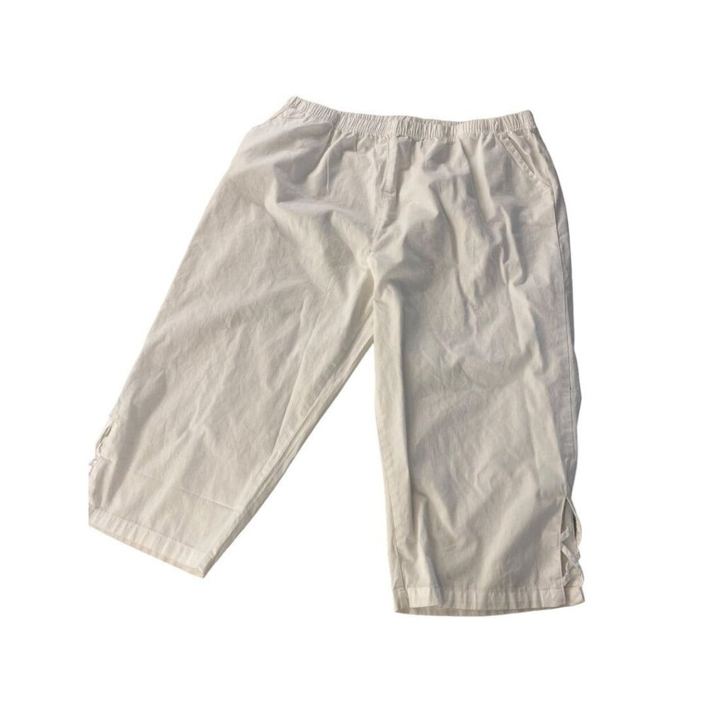20W Anthony Ricards‎ Womens White Plus Size Capri Pull On Pants Lattice Calf